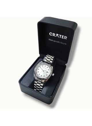 CRATER Men's Luxury Royal Watch – Stainless Steel Classic Design with Calendar, Water Resistant – Includes Original Brand Gift Box (Silver/Silver) - view 5